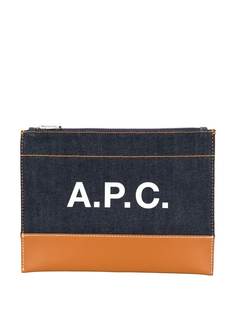 A.P.C. клатч из денима на молнии с логотипом