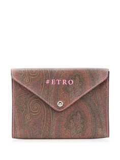 Etro клатч с принтом пейсли и логотипом