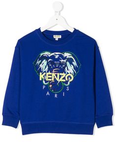 Kenzo Kids свитер с круглым вырезом и вышитым логотипом