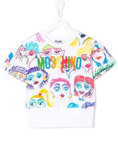 Moschino Kids TEEN cartoon faces print T-shirt