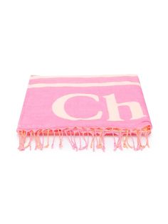 Chloé Kids полосатое полотенце с логотипом