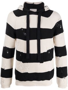 Laneus striped knitted hoodie