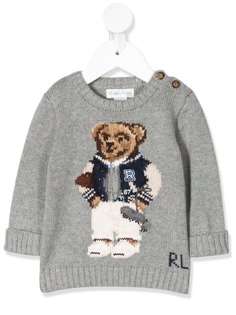 Ralph Lauren Kids bear embroidered crew neck jumper