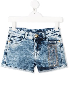 Young Versace denim studded shorts