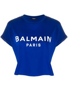 Balmain укороченная футболка с логотипом