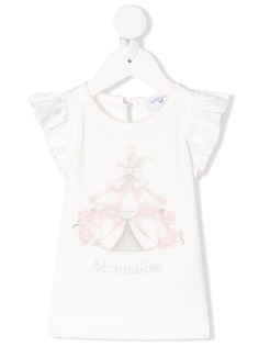 Monnalisa футболка с графичным принтом и оборками