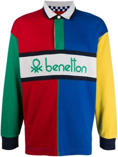 Benetton рубашка-поло в стиле колор-блок