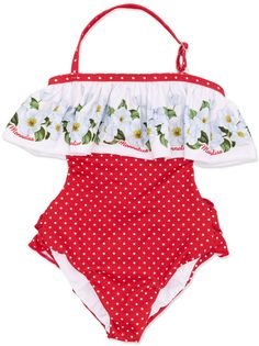 Monnalisa polka dot ruffled swimsuit