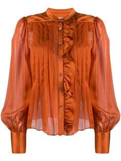 Temperley London pleated chiffon and satin blouse