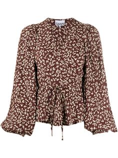 GANNI floral print wrap blouse