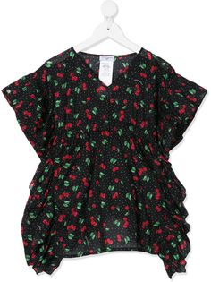 Monnalisa cherry-print v-neck blouse