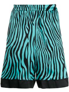 Laneus animal-print stripe detail shorts