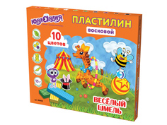 Набор для лепки Юнландия Пластилин восковой Веселый шмель 10 цветов 150g 105035