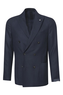 Черный двубортный пиджак из кашемира Lardini