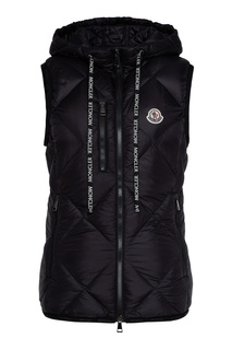 Утепленный стеганый жилет черного цвета Moncler