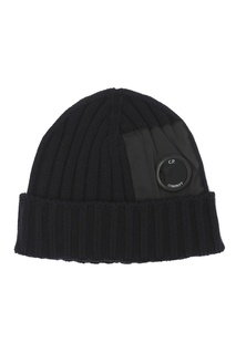 Черная шапка из шерсти с аппликацией C.P. Company