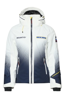 Белая горнолыжная куртка с геометричным узором Bosco