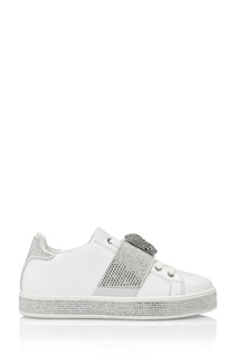 Белые кеды с декором Philipp Plein