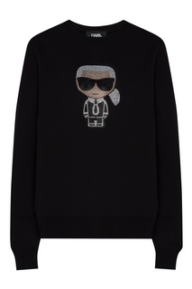 Черный свитшот с блестящим рисунком Karl Lagerfeld