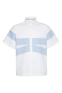Белая рубашка с голубыми вставками Bikkembergs