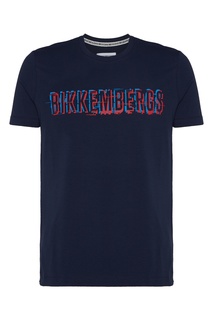 Синяя футболка с двухцветным логотипом Bikkembergs