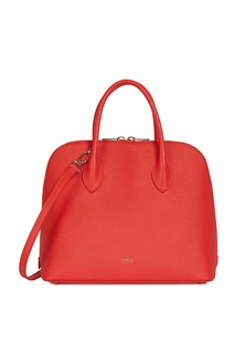 Красная сумка Furla Code из кожи с тиснением