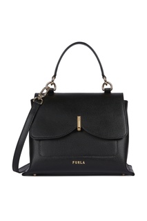 Черная кожаная сумка Furla Ribbon с фигурным клапаном