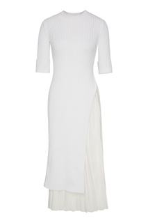 Белое платье с плиссированной вставкой No.21