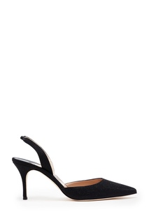 Черные слингбэки с глиттером Carolyne 70 Manolo Blahnik