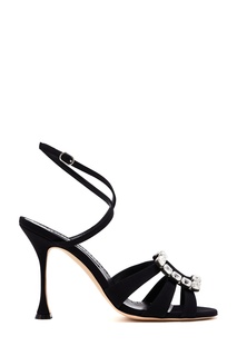 Черные босоножки с кристаллами Ticuna 105 Manolo Blahnik