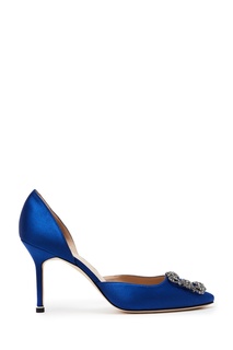 Васильково-синие туфли с кристаллами Hangisido 90 Manolo Blahnik