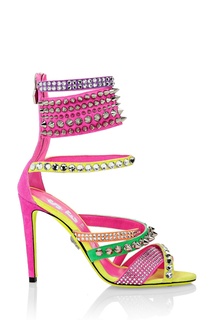 Яркие босоножки со стразами и заклепками Philipp Plein