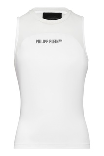 Белый топ со вставками из тюля Philipp Plein