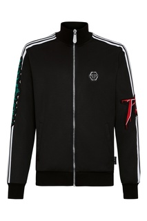 Черная толстовка с нашивками и полосками Philipp Plein