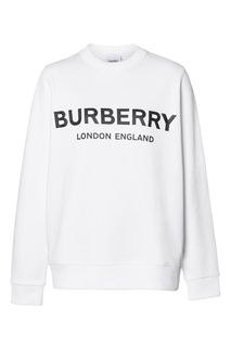 Белый свитшот с черным логотипом Burberry