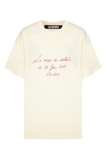 Светло-желтая футболка с розовой надписью Jacquemus