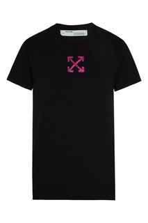 Черная футболка с розовым логотипом Arrows Off White