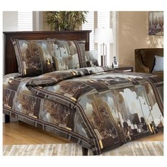 Постельное белье 1.5-спальное Текс-Дизайн Город, бязь коричневый