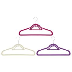 Вешалка EL CASA Набор с перекладиной Кружево 3шт бордовый/бежевый/фиолетовый