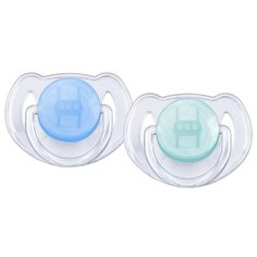 Пустышка силиконовая анатомическая Philips AVENT Classic SCF170/22 6-18 м (2 шт) синий/зеленый
