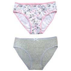 Salvador Dali Набор трусов слипы средней посадки, 2 шт., размер M, цветочный принт/серый меланж