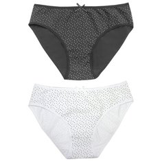 Salvador Dali Набор трусов слипы средней посадки в горох, 2 шт., размер S, белый/черный