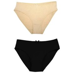 Salvador Dali Набор трусов слипы средней посадки, 2 шт., размер S, черный/бежевый