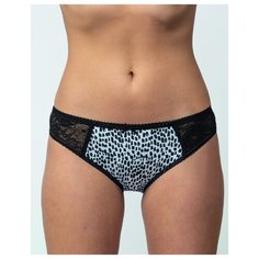 Salvador Dali Трусы слипы низкой посадки с принтом и кружевом, размер XL, черный с принтом