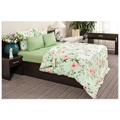 Постельное белье 2-спальное Ночь Нежна Элина2 50х70 см, поплин зеленый