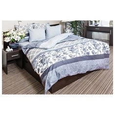 Постельное белье 2-спальное с евро простыней Ночь Нежна Валери 50х70 см, поплин серый