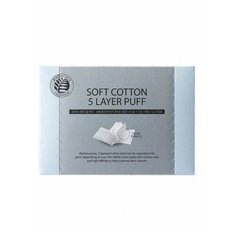 Набор спонжей The Saem хлопковые косметические Soft Cotton 5 Layer Puff 80 шт. белый