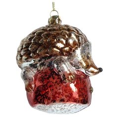 Елочная игрушка Новогодняя Сказка Ежик (972881) коричневый/красный/серебристый