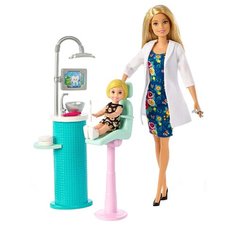 Набор кукол Barbie Кем быть? Дантист и малышка-пациент, 29 см и 10 см, FXP16