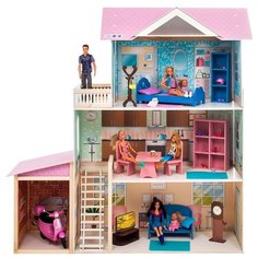 PAREMO кукольный домик "Розали Гранд" (с мебелью) PD318-11, розовый/голубой/белый